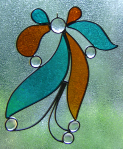 Bleiverglasung Fensterbild Kristall Schleife